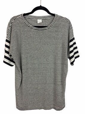 Max Mara Leisure Striped Knit Top Black White Short Sleeve Tee Large